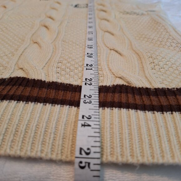 Sweater Vest Cream & Brown Teddy Bear Unisex Size L Preppy Cozy Fall - Picture 5 of 6